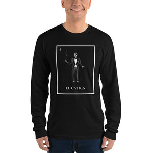 El Catrin Men's Black and white pilar grother loteria long sleeve