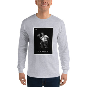 El Borracho Loteria B&W Men's Long Sleeve T-Shirt